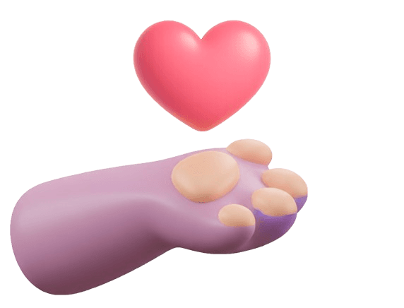 Wolfspfote, über der ein Herz schwebt